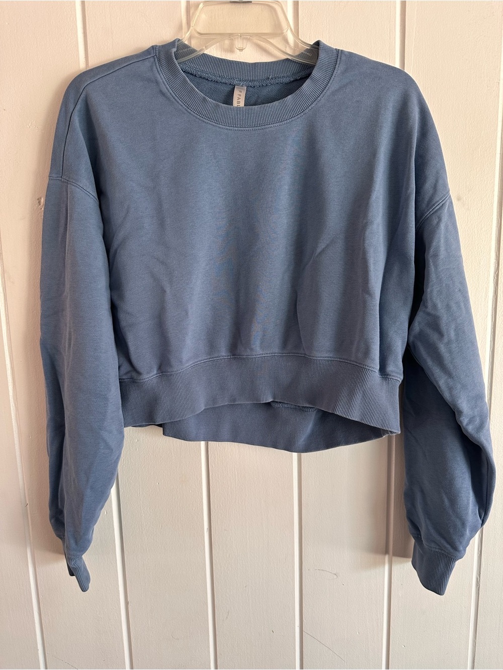 Fabletics Dusty Blue Cropped Crew Sweatshirt